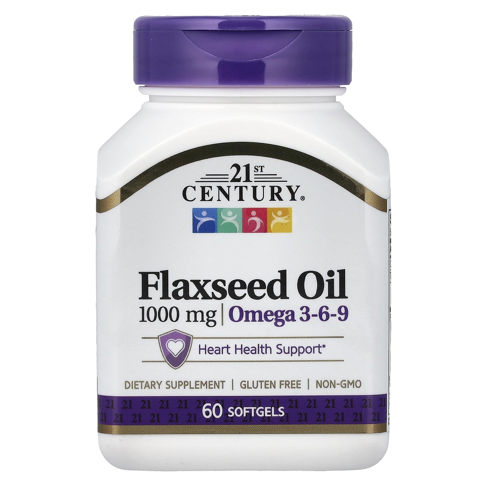 21st Century Flaxseed Oil 1000mg Softgels, Plant Omega-3, 60 Count 60 Count (Pack of 1)