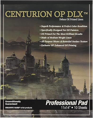 Centurion - Almohadilla de lino imprimada al óleo de lujo (11 x 14 pulgadas, paquete de 6) 10 hojas por bloc, 11 onzas, páginas que no se corren,