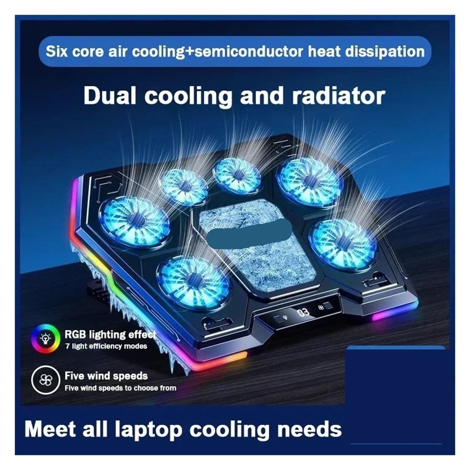 D13 Semiconductor Game Laptop Cooling Pad Staffa di Raffreddamento for Notebook con Schermo Pieghevole Regolabile A 8 Angoli for Computer da 12-21 ''(D13-AU)