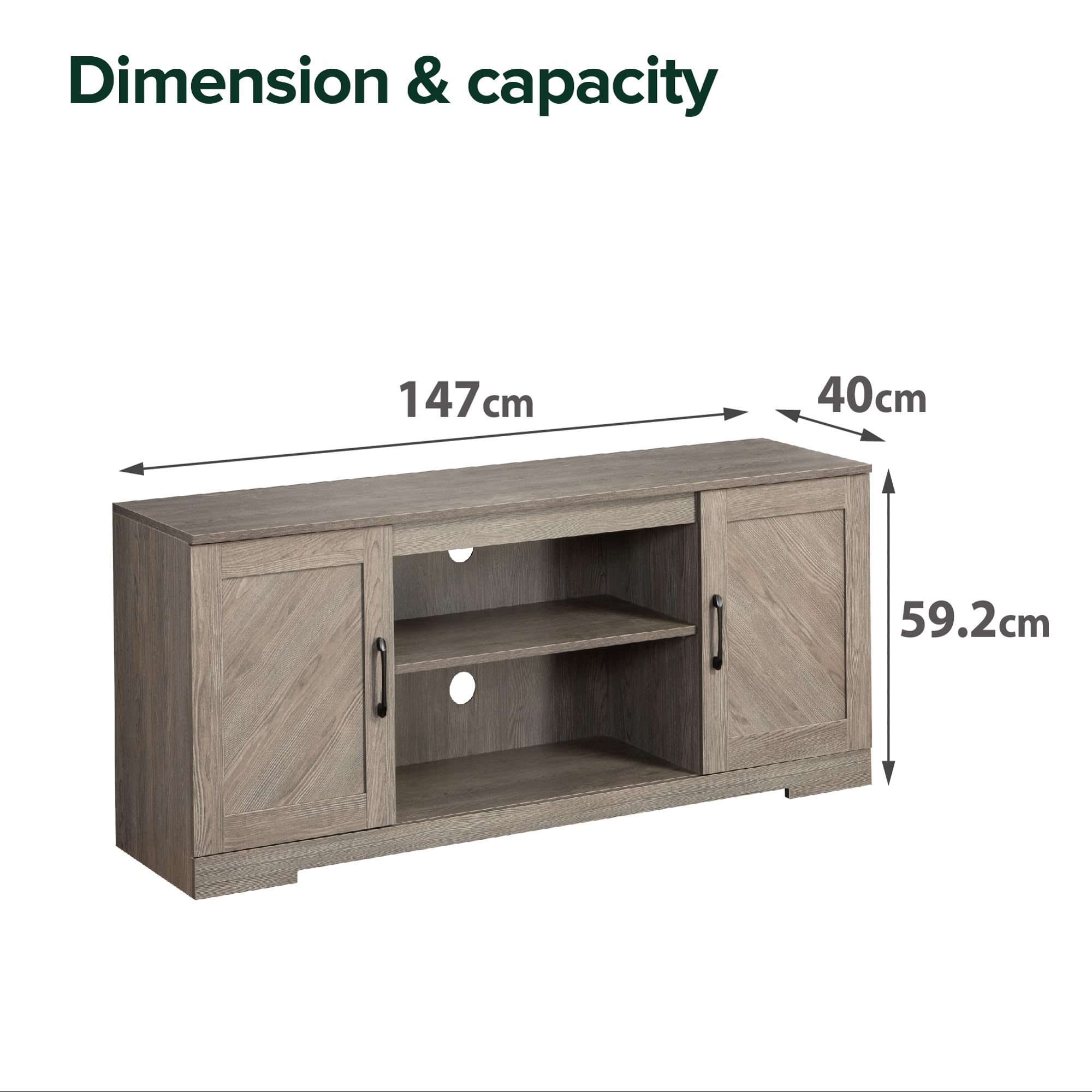 Studieretro TV Stand Grigio 147x40x60_cm - Dettaglio