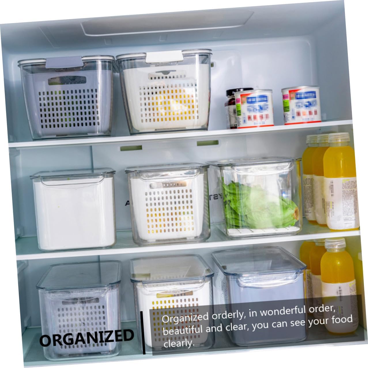 Alasum Fruit and Vegetable Storage Box with Lid 6l, Plastic Fridge Crisper Container, Sealed Food Storage Organizer for Kitchen Refrigerator