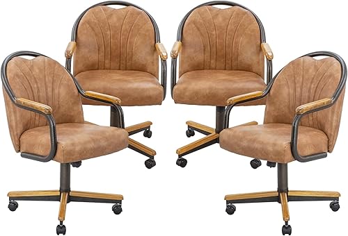 Miniatura 50 de Chromcraft Juego de 4 sillas de comedor de cocina, giratorias, sillas de comedor, sillas tapizadas de espuma viscoelástica con ruedas giratorias