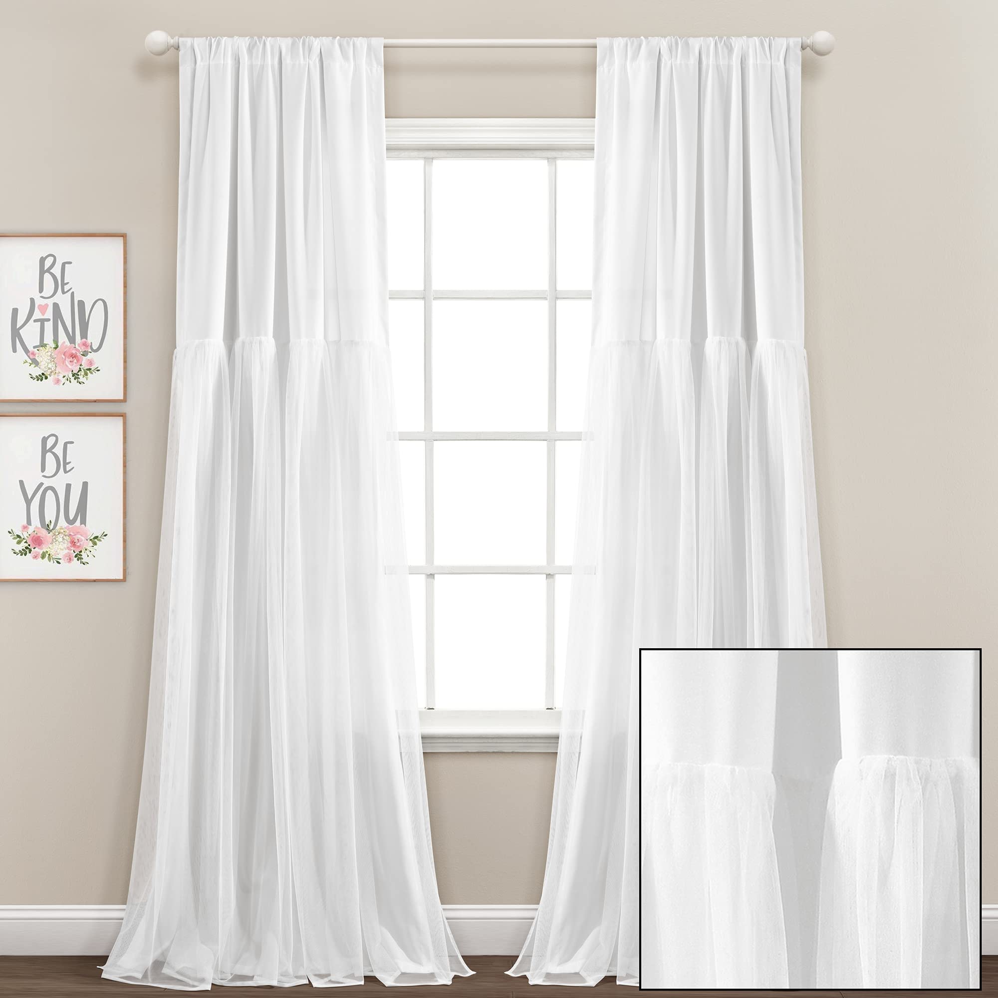 Lush Decor Paire de Rideaux de fenêtre en Tulle - 213,4 x 101,6 cm (L x l) - Blanc