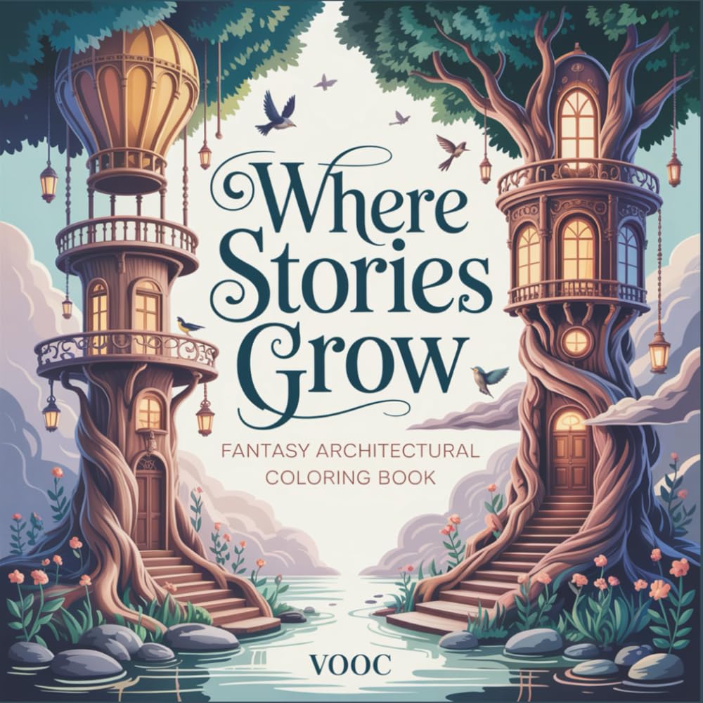 Where Stories Grow: Fantasy Architecture Coloring Book for Adults Featuring 40 Intricate Botanical Homes, Whimsical Tree Houses, and Enchanted ... Relief (Enchanted Realms - Fantasy Coloring)
