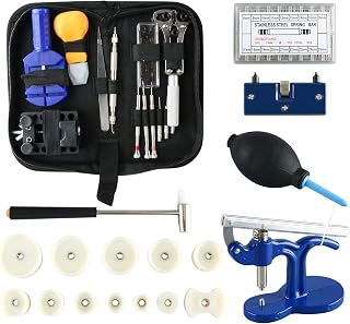 YaeTek Watch Repair Tool Kit Professional - Watch Tools Including Watch Press Kit, Larger Rubber Dust Blowers, Spring Bars, Watch Battery Replacement Tool Kit,Watch Band Link Pins with Carrying Case (406pcs)