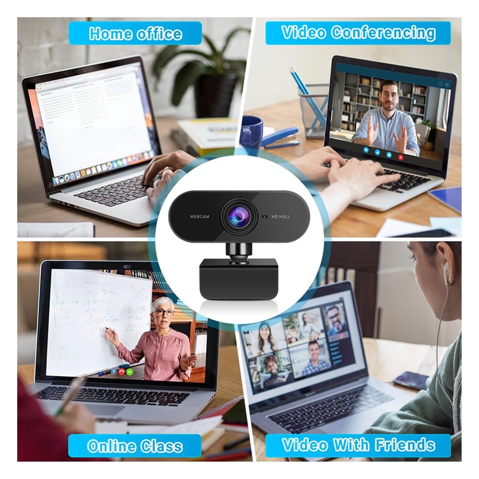 1080P Webcam Full HD Web Camera con microfono Spina USB Videocamere for PC Computer Laptop Desktop Conference(2PCS Webcam)
