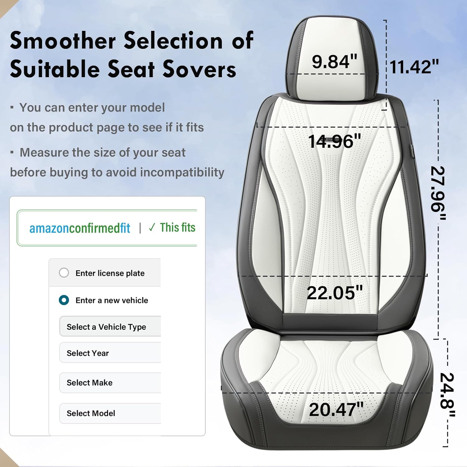 Coverado Front Seat Covers, Luxury Leather Seat Covers for Cars, Automotive Seat Cover, Car Seat Protector Waterproof, Premium Car Seat Covers Car Seat Cushions Universal Fit for Most Cars (Gray&Pink)