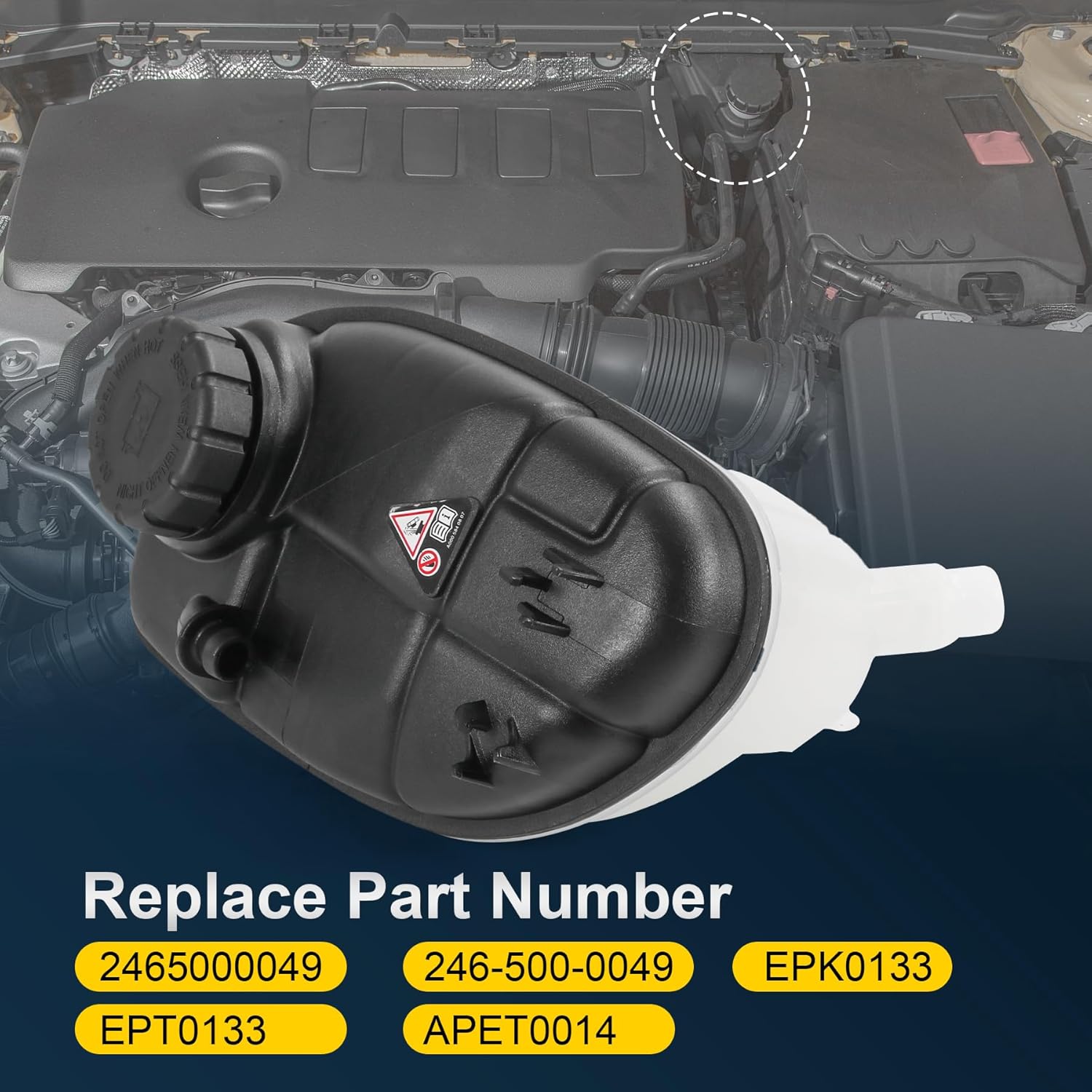 Engine Coolant Reservoir Recovery Expansion Overflow Tank Replacement For Mercedes-Benz B250 CLA250 GLA250 CLA45 GLA45 AMG 2013-2020 Replace 2465000049 246-500-0049 EPK0133 Engine Coolant Tank