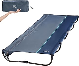 TIMBER RIDGE 20-Second Quick Set-Up Camping Cot, Lightweight Aluminum Folding Cot with Zipper Closure, Portable Carry Bag ...