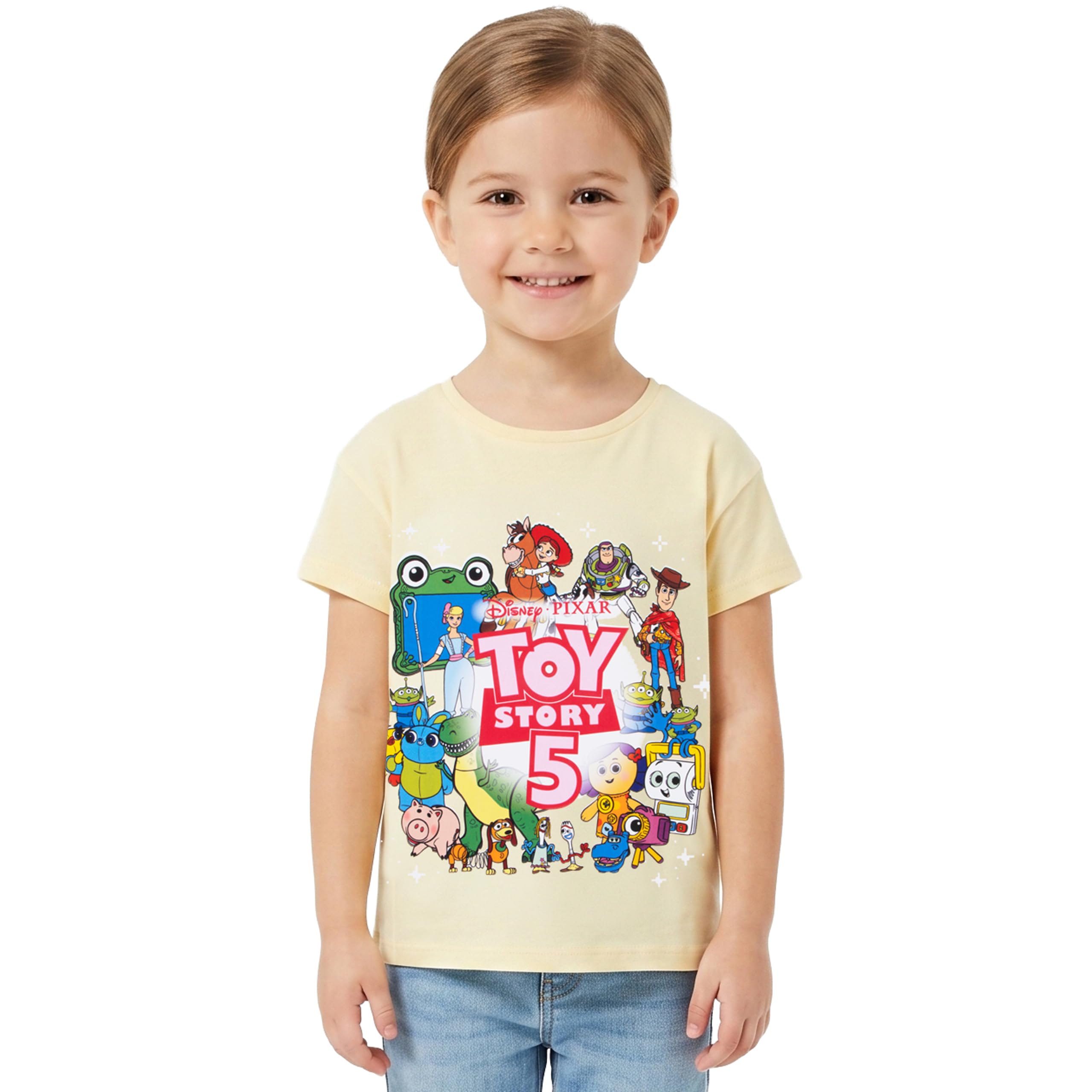 Disney Toy Story Camiseta Niña, Jessie, Woody, Buzz Lightyear y Bullseye Top Niña, Manga Corta Ropa Niños