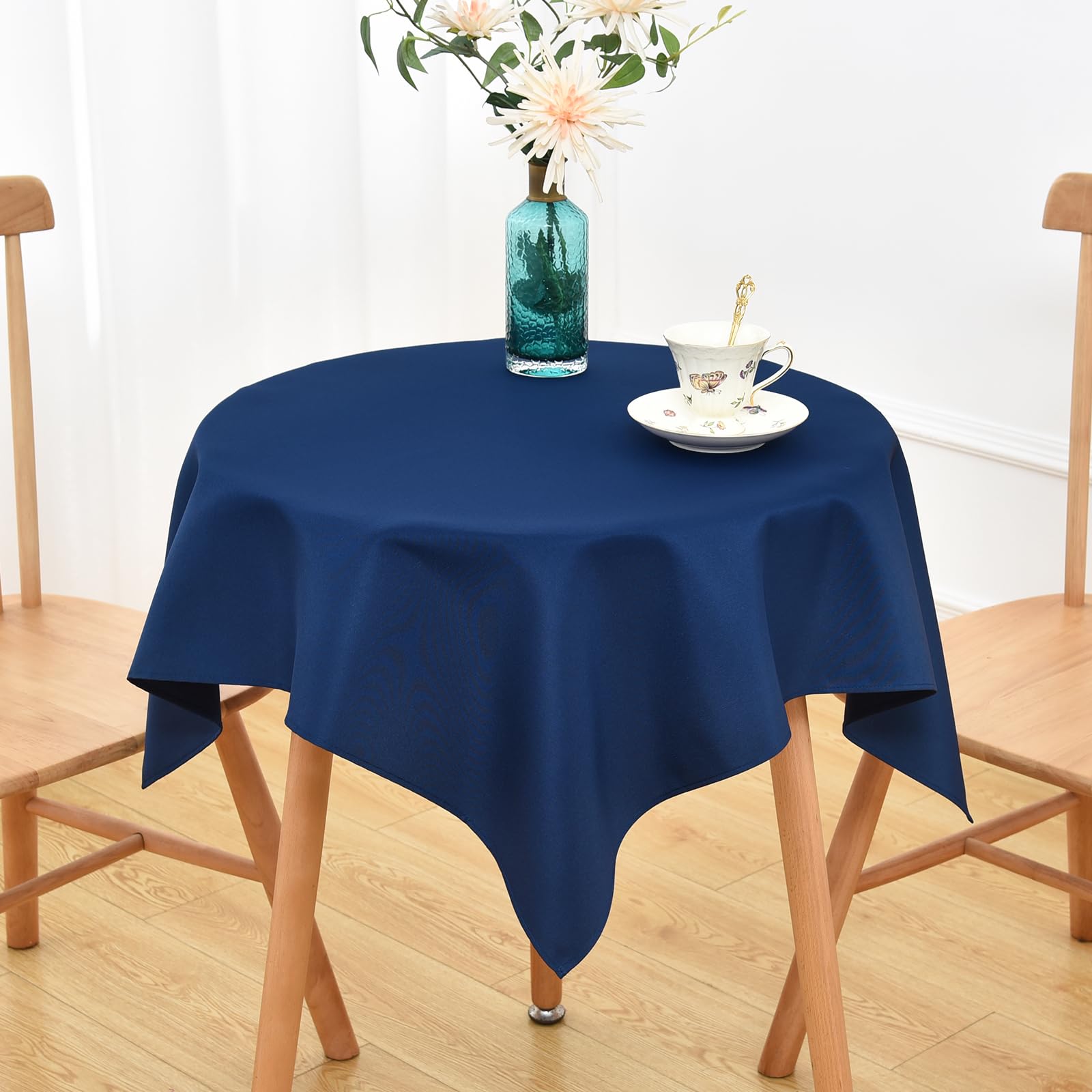 NEWISHER Navy Blue Square Tablecloth, 92x92 cm (36x36 inch), Heavy Duty Polyester Fabric Tablecloths
