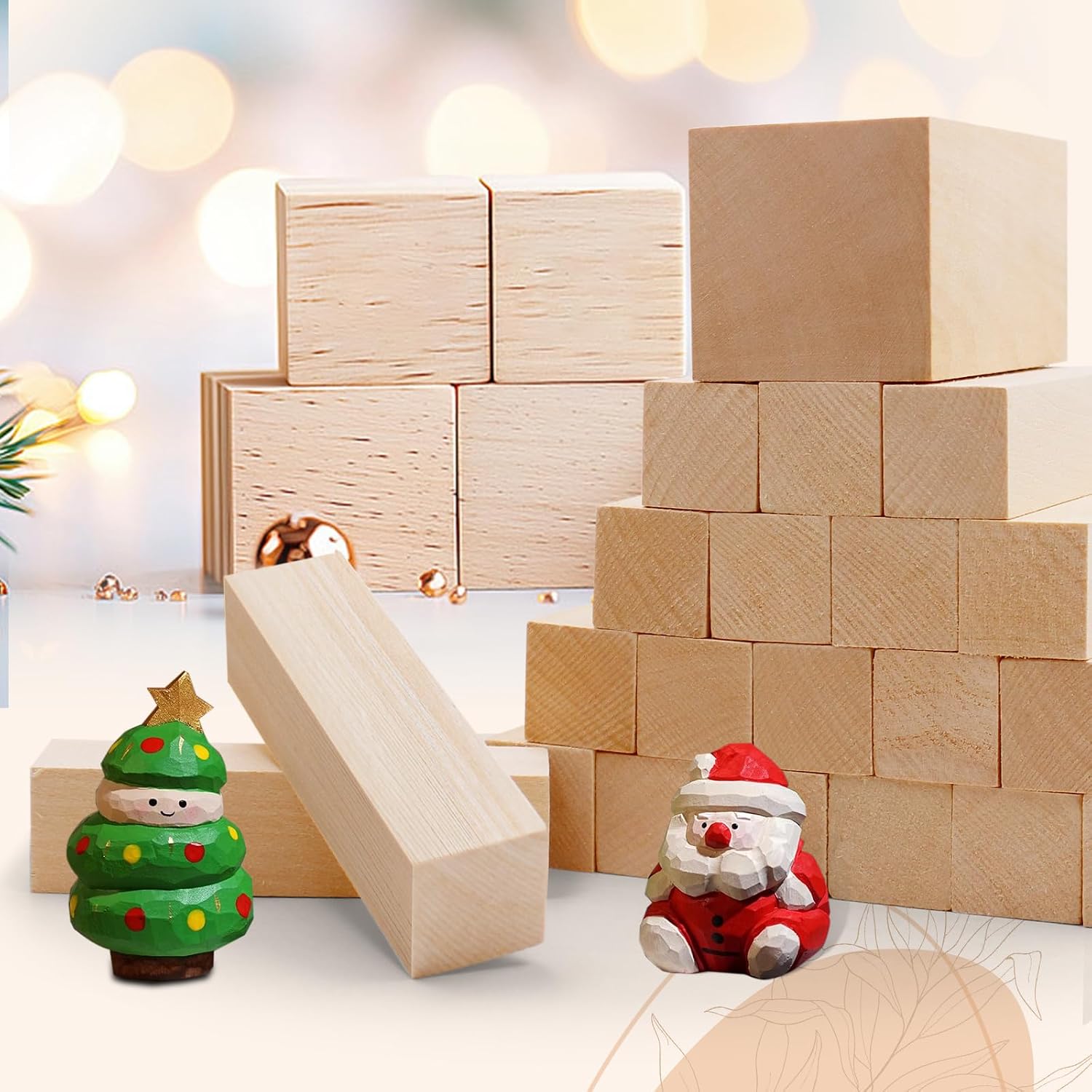 Basswood Carving Blocks for Crafts,Cymuber 24 PCS Whittling Wooden Blockss Kit with 3 Sizes,Wood Carving Blocks Wood Whittling Kit Crafts for Kids and Adults