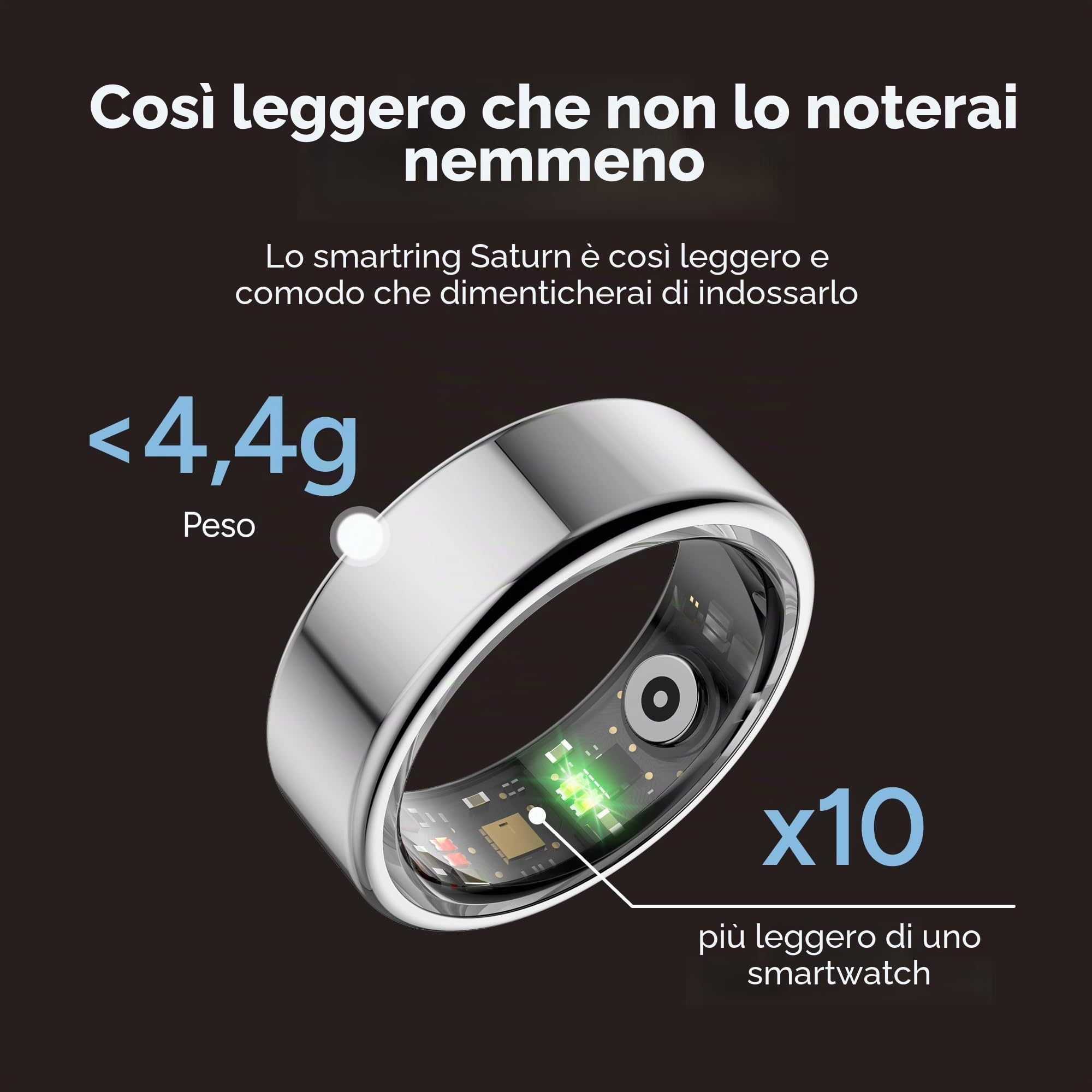 KSIX - Anello intelligente per uomo e donna con monitoraggio delle attività, passi e calorie, smart ring che misura ossigeno nel sangue, cardiofrequenzimetro, controllo del sonno, impermeabile per 3