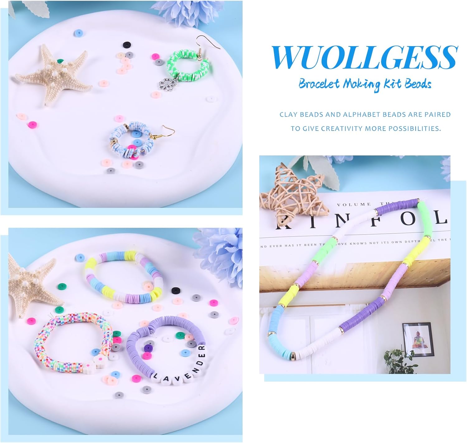 Wuollgess 20000pcs Clay Beads 6000pcs Friendship Letter Beads for Bracelet Making Kit