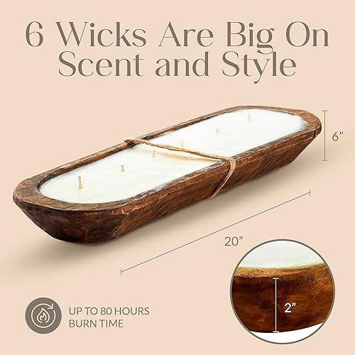 Miniatura 9 de Dough Bowl Candle Company Vela de soja con leche de vainilla  Vela de cera de aceite esencial de 3 mechas para derretir, decoración rústica de