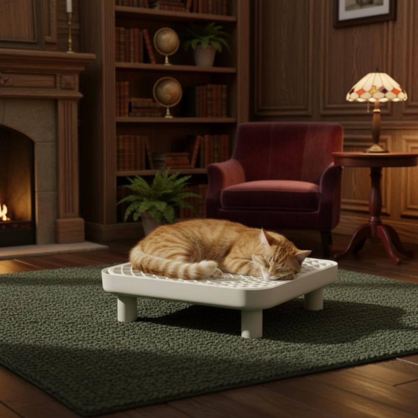 Plateforme Toilette Chat Tapis Séparateur Bac à Litière Récupérateur Double Structure Nettoyage Simplifié Adapté à Usage Quotidien Appartements