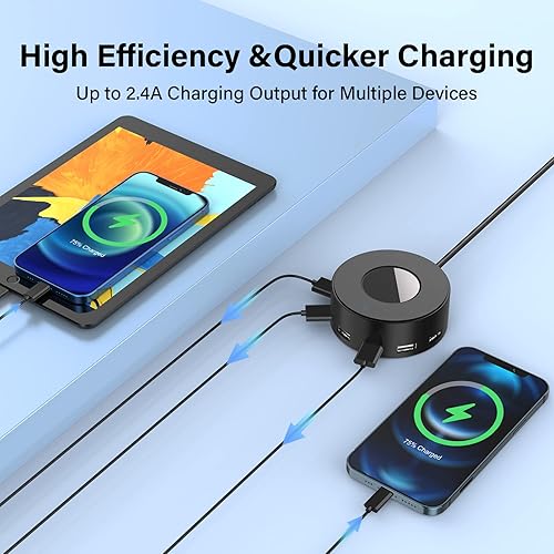 Miniatura 3 de Estación de carga USB de 6 puertos con identificación inteligente, estación de carga USB multipuerto de escritorio para múltiples dispositivos,