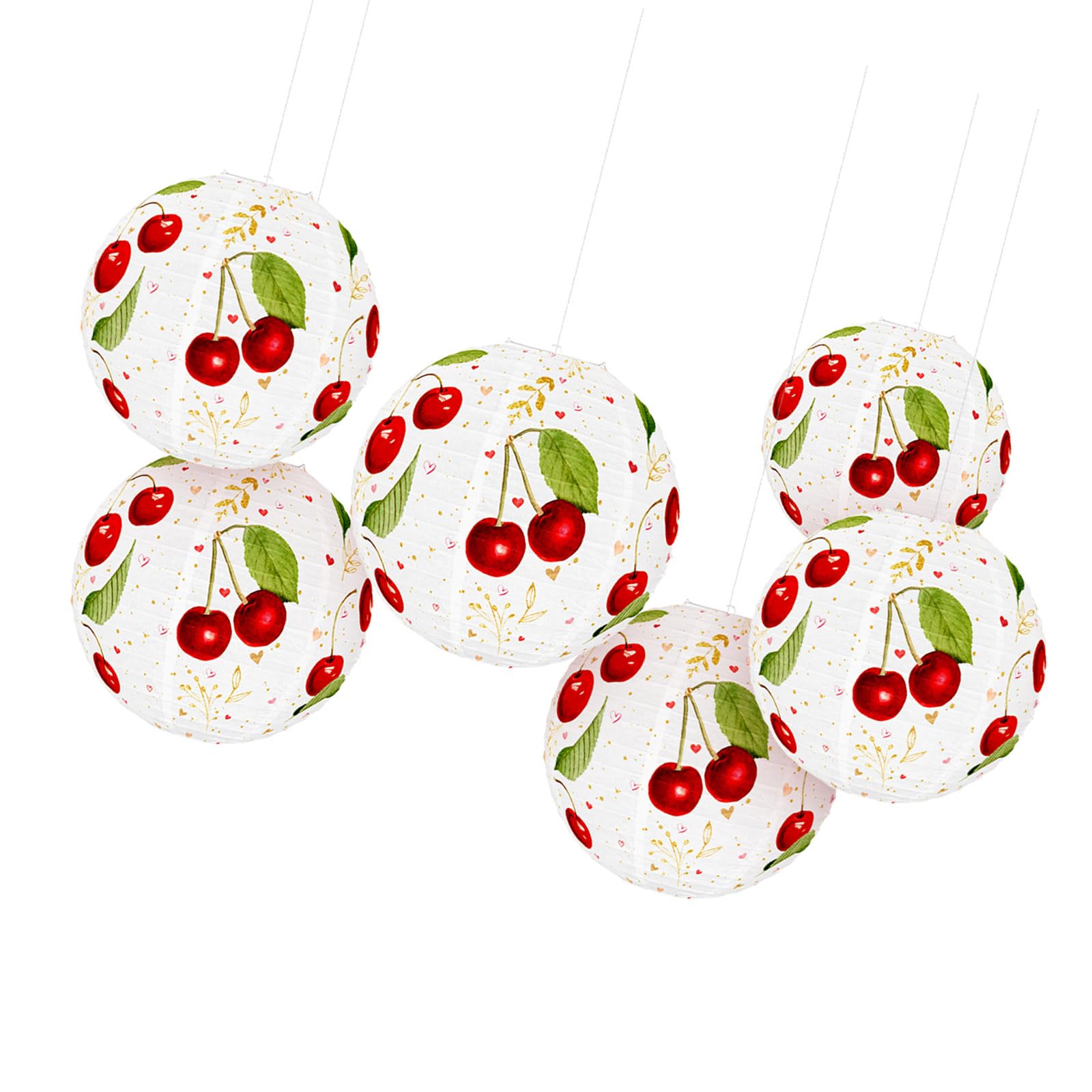 Elnwnnkc Of 6 Cherries Paper Lamp for Party Decorations Festives Hanging Ornament Indoor Outdoor Celebration Party Decorations