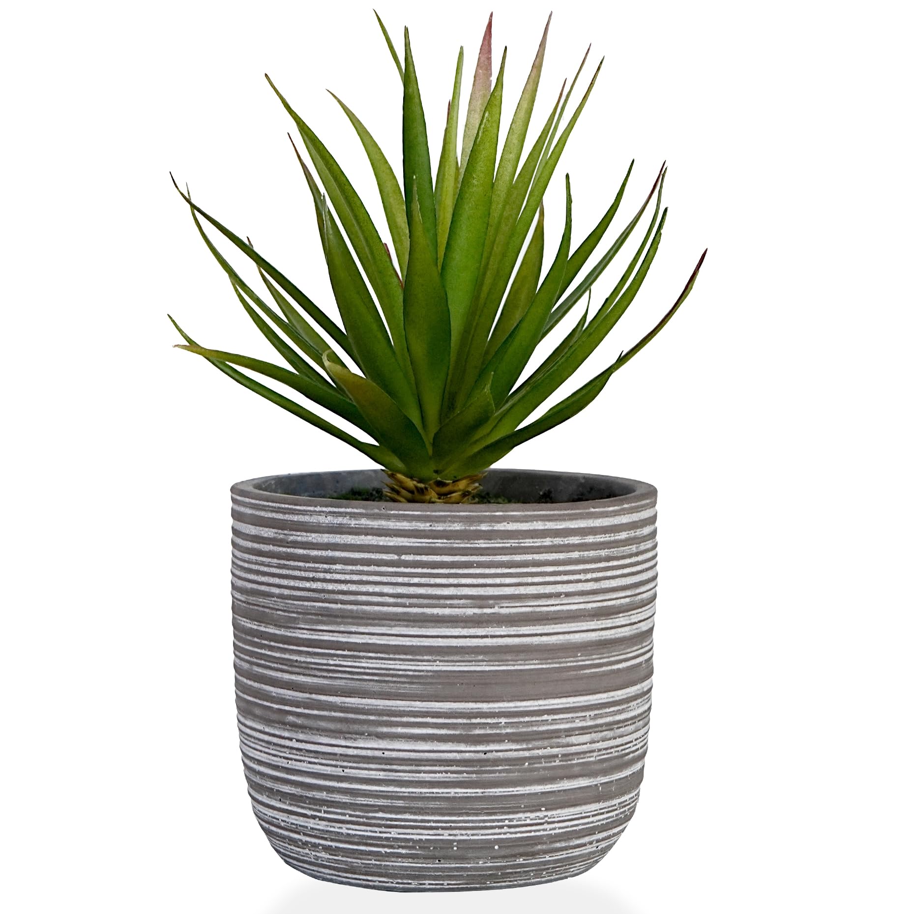 Fake Agave Plant in Pot, 9” Artificial Agave Succulent in Cement Bowl Faux Realistic Greenery Potted Plant for Home Office Desk Bathroom Livingroom Boho Shelves Decoration, Table Centerpieces