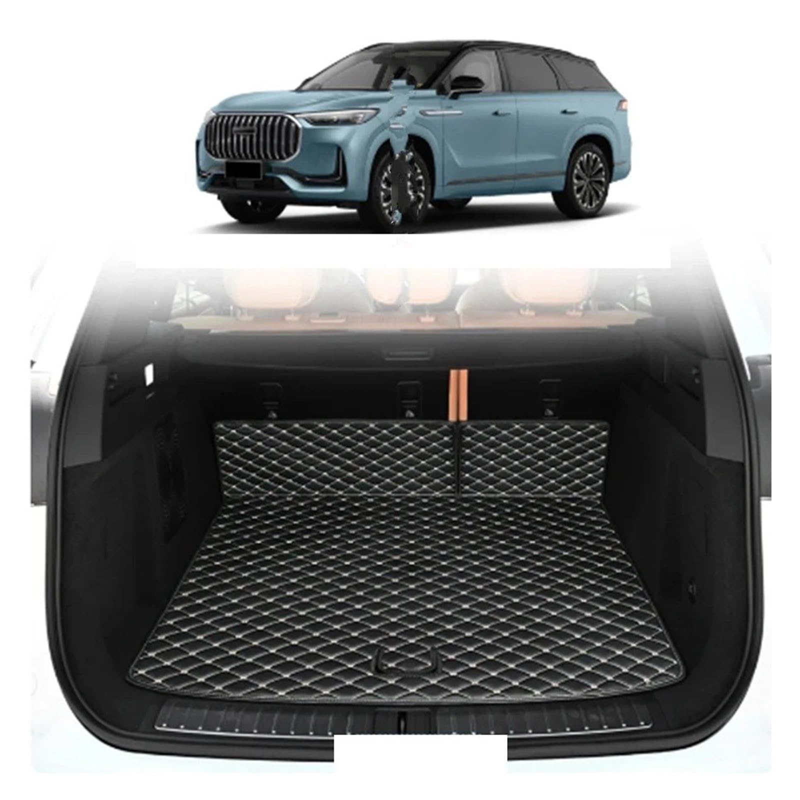 Kofferraumwanne Für Chery Für TIGGO 9 JAECOO 9 2023-2025 Kofferraum Hauptmatte Wasserdicht Anti Scratch Nicht-Slip Schützen Abdeckung Schutzfrachtmatte(C)