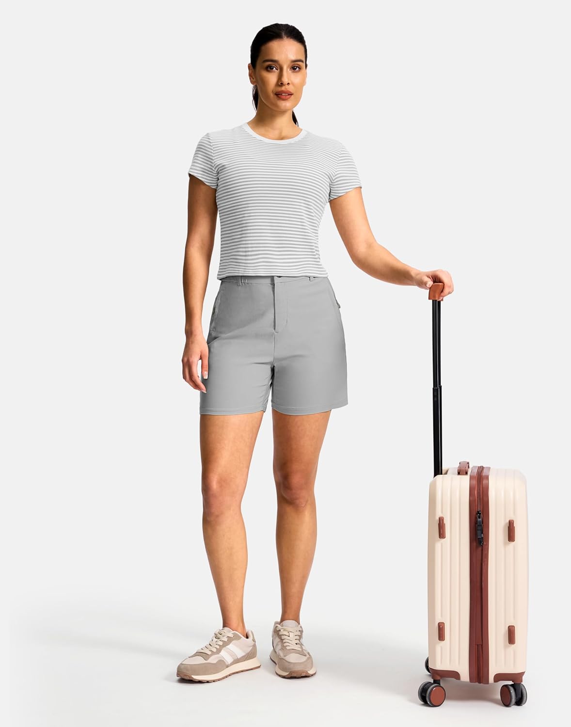 SANTINY Women's 5"/7" Hiking Golf Shorts with 3 Pockets Stretch Quick Dry Outdoor Travel Work Shorts for Women Casual Summer