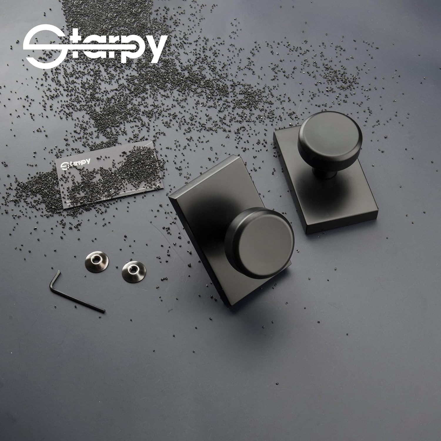 Black Door Knobs for Closet, Pismo Knob Dummy for Interior Door or Decorative Handle