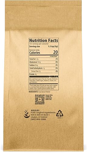 Miniatura 3 de PURE ORIGINAL INGREDIENTS Polvo de acai y proteína de guisante en polvo, varios tamaños, superalimentos, vegano