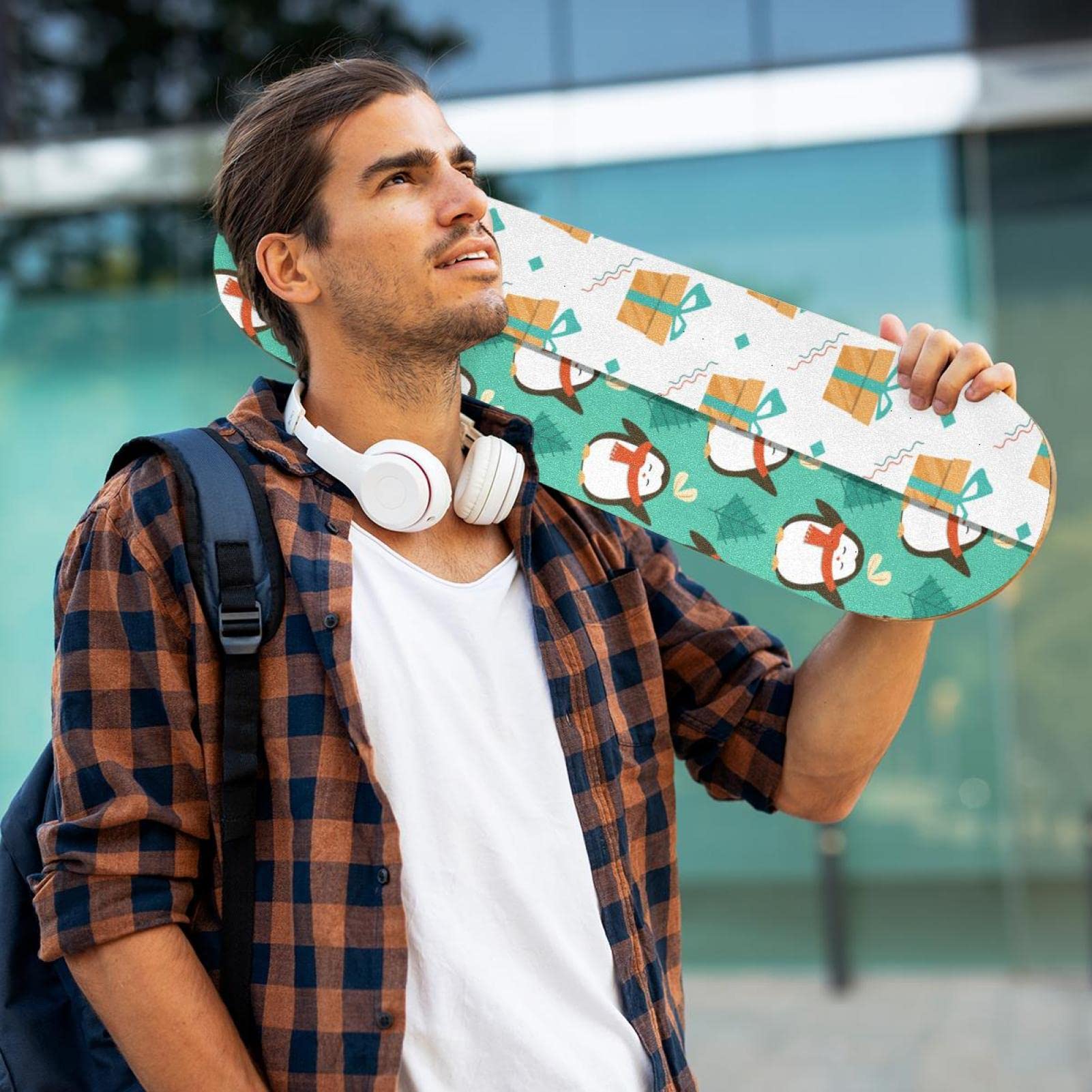 Winter Pattern Collection Lot de 2 feuilles de papier abrasif pour planche de skateboard et longboard