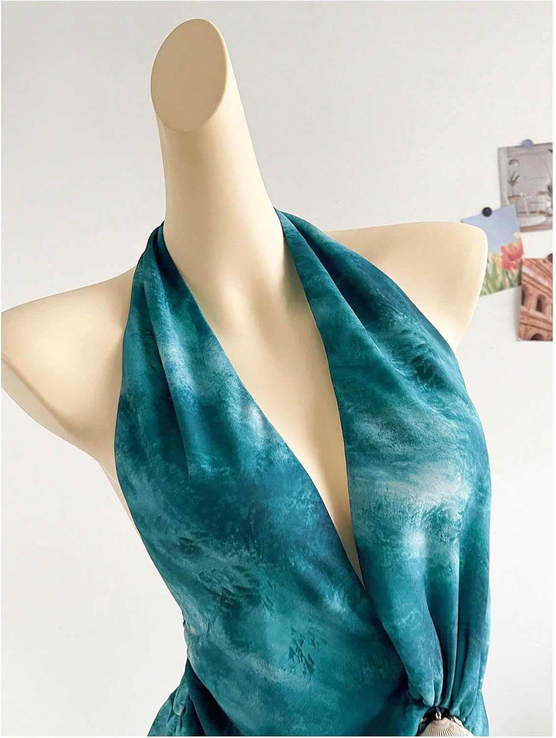 Floerns Women's Summer Dress Halter Cowl Neck Metal Starfish Ruched Beach Vacation Clothes - Image 3