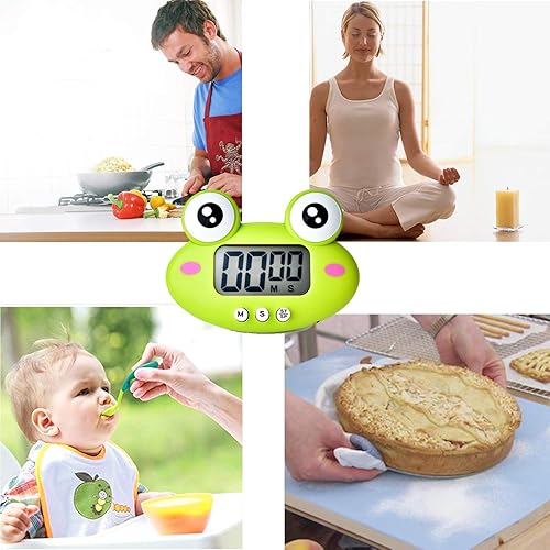 Miniatura 3 de Temporizador de cocina, lindo temporizador de cuenta regresiva de animales de dibujos animados, cocina digital con magnético, reloj visual LCD de