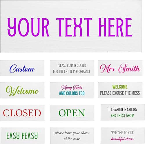 GSM Brands Bloque de madera personalizado de 3 x 8 pulgadas, texto horizontal libre para decoración del hogar, decoración rústica de madera