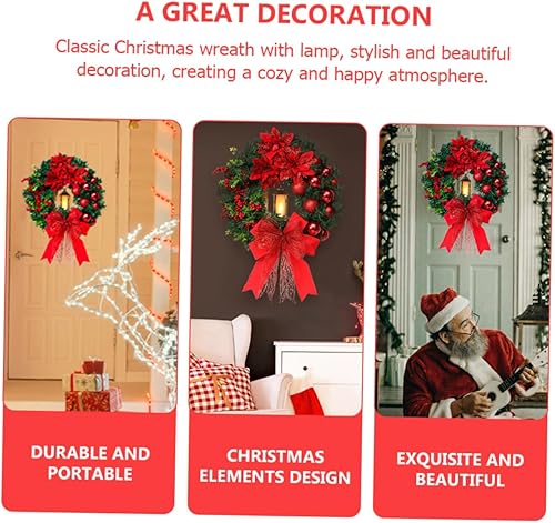 Miniatura 7 de IMIKEYA Guirnalda de luces de Navidad para decoración al aire libre, flores sintéticas, decoración de interiores y exteriores, coronas de pino de