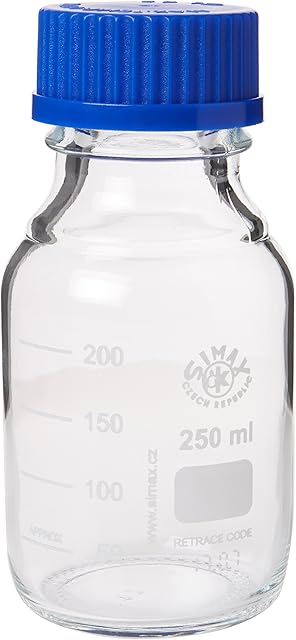 250ML BOROSILICATE GLASS LABORATORY REAGENT BOTTLE SIMAX (DURAN PYREX EQUIVALENT)