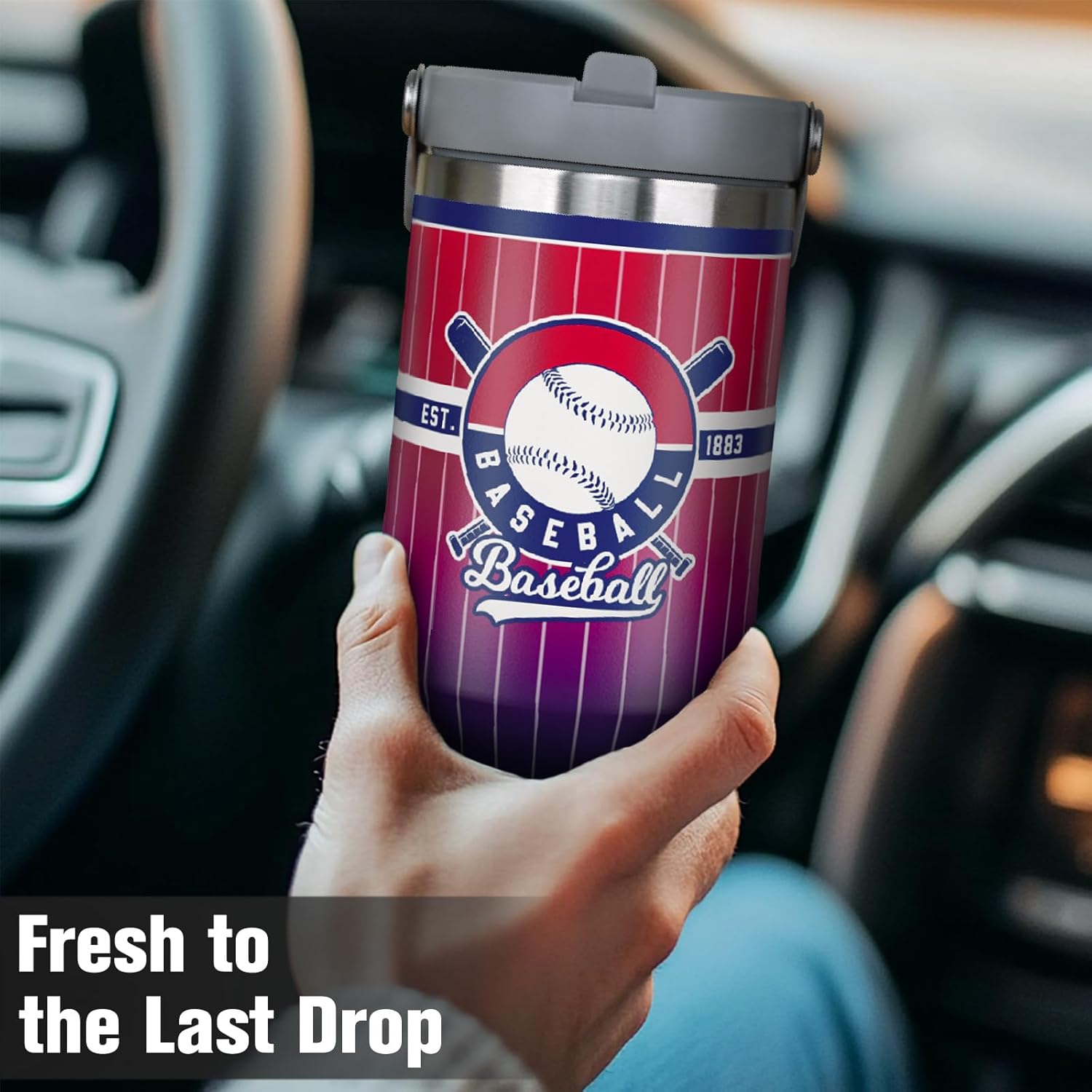 30oz Philadelphia Tumbler with Handle and Straw, Philadelphia Gifts for Men, Stainless Steel Vacuum Insulated Flip Straw Spill Proof Travel Mug Cup (1 Piece) - Image 6