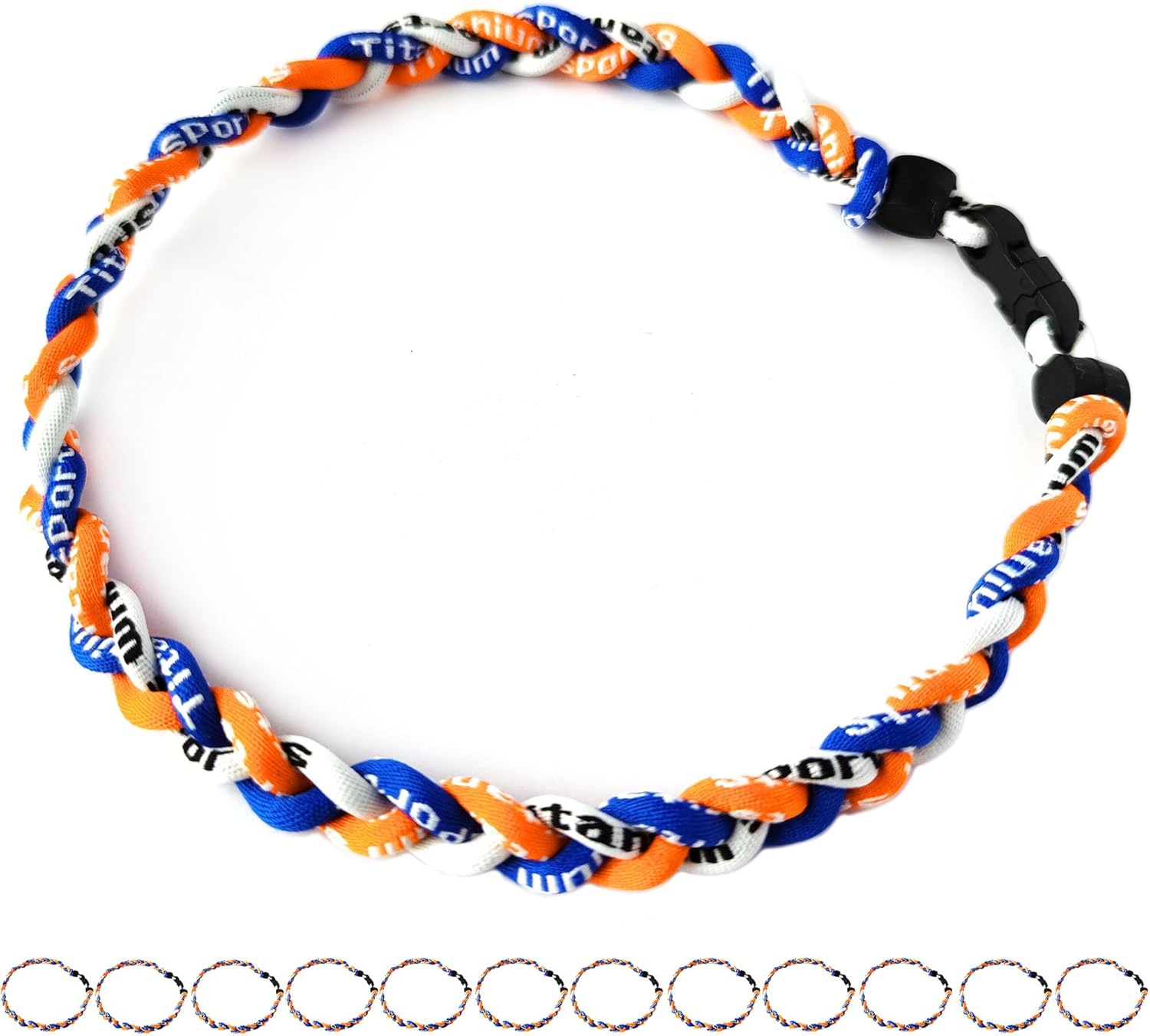Pack of 12 Baseball Necklaces Rope Tornado Titanium Baseball Rope Necklaces