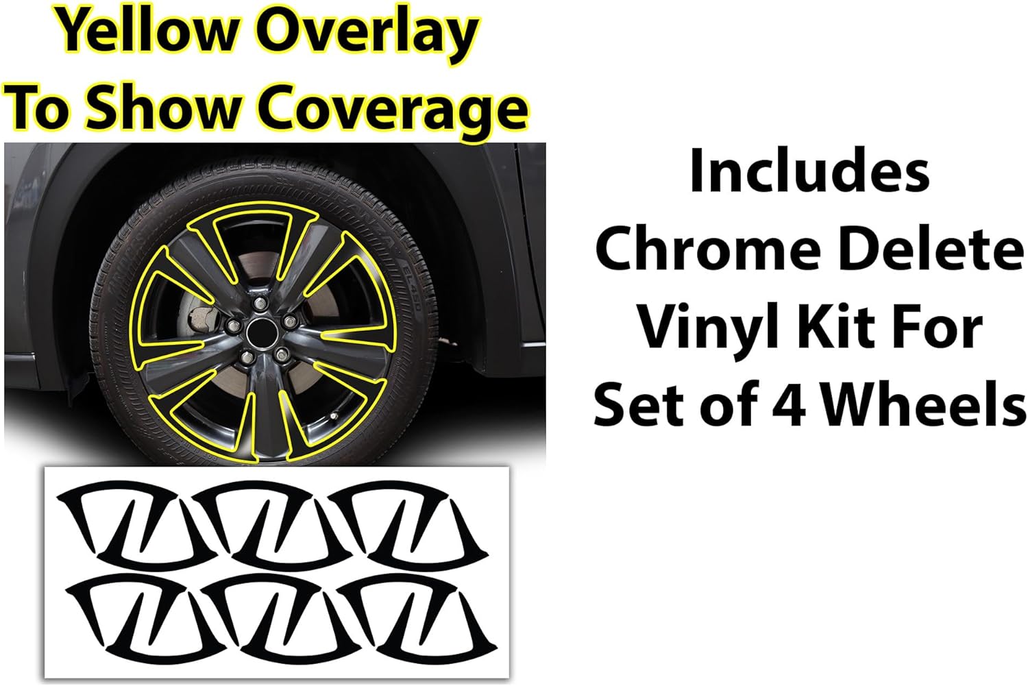 BOGAR TECH DESIGNS for Lexus UX 250h | 300h 2019-2026 Wheel Rim Chrome Delete – Precut Vinyl Trim Overlay, Gloss Black Blackout Look