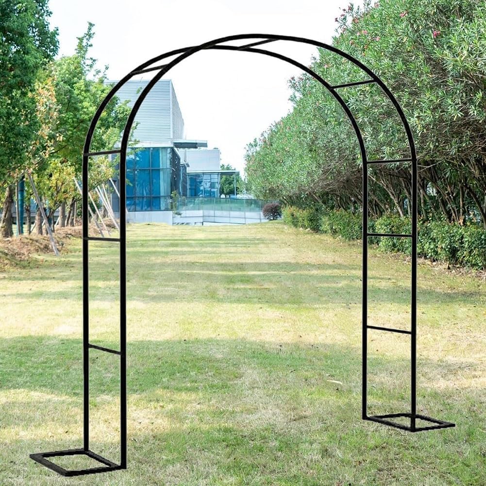 Metal Garden Arch Heavy Duty Rose Arbor Climbing Plants Support Archway Large Wedding Arches 140Cm 180Cm 240Cm 120Cm Wide,Black,W1.4M*H2.3M