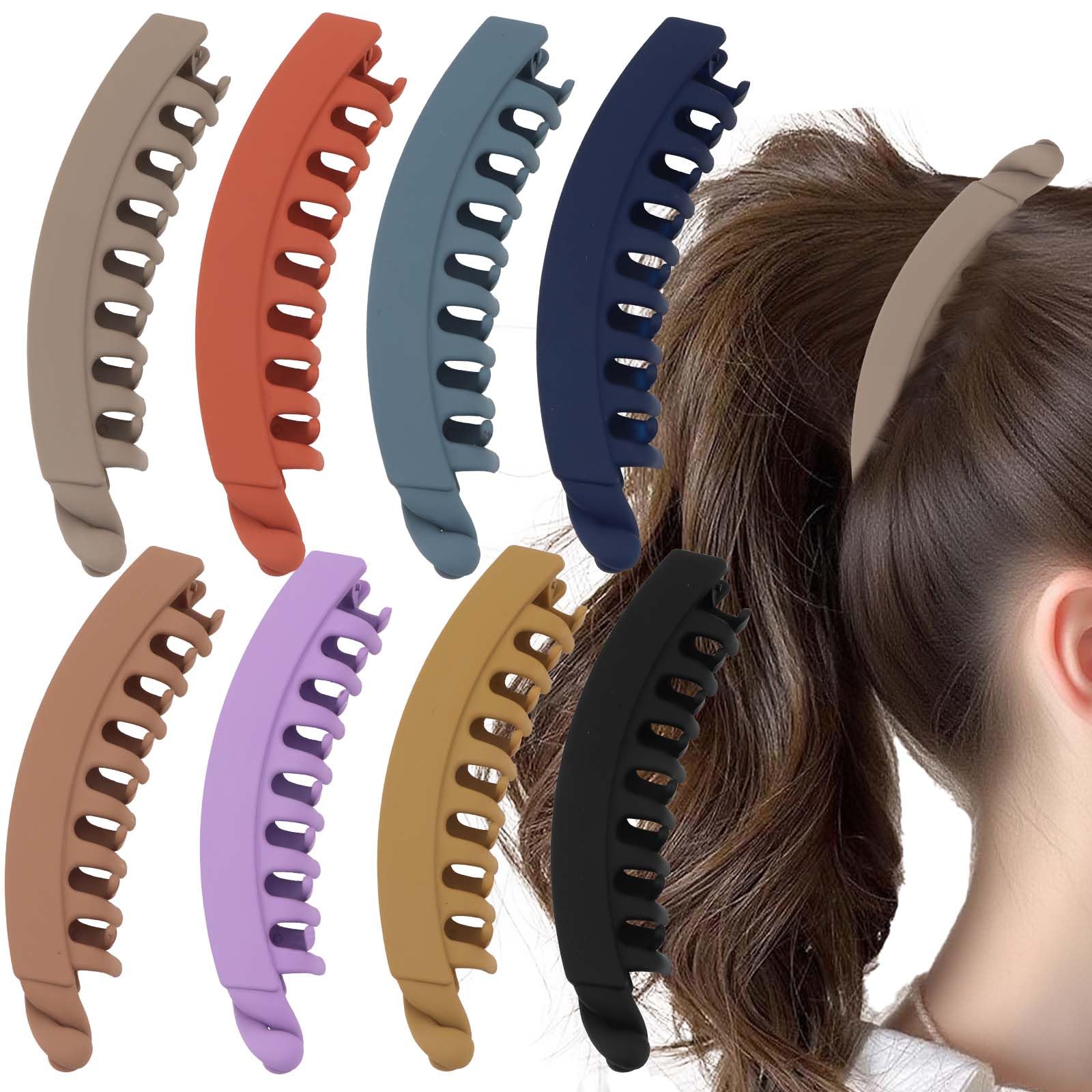 Esitrormi 8 Stück Bananenspange Haare Damen, Acetat-Haarspangen Rutschfest, Modische Haarschmuck in Verschiedenen Farben