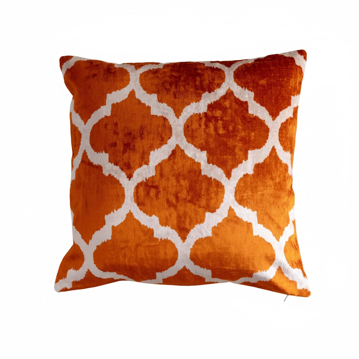 Housse de coussin en velours de soie fait main 50x50 cm ikat ambre luxueuse