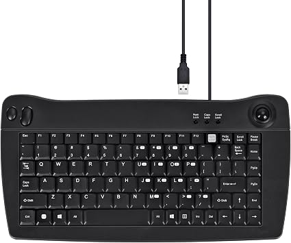 MCSaite MC-8040W Wired Mini Keyboard with Trackball Mouse, 88-Key US Layout, Black