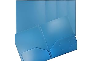 Better Office Products Heavyweight Light Blue Plastic 2 Pocket Portfolio Folders