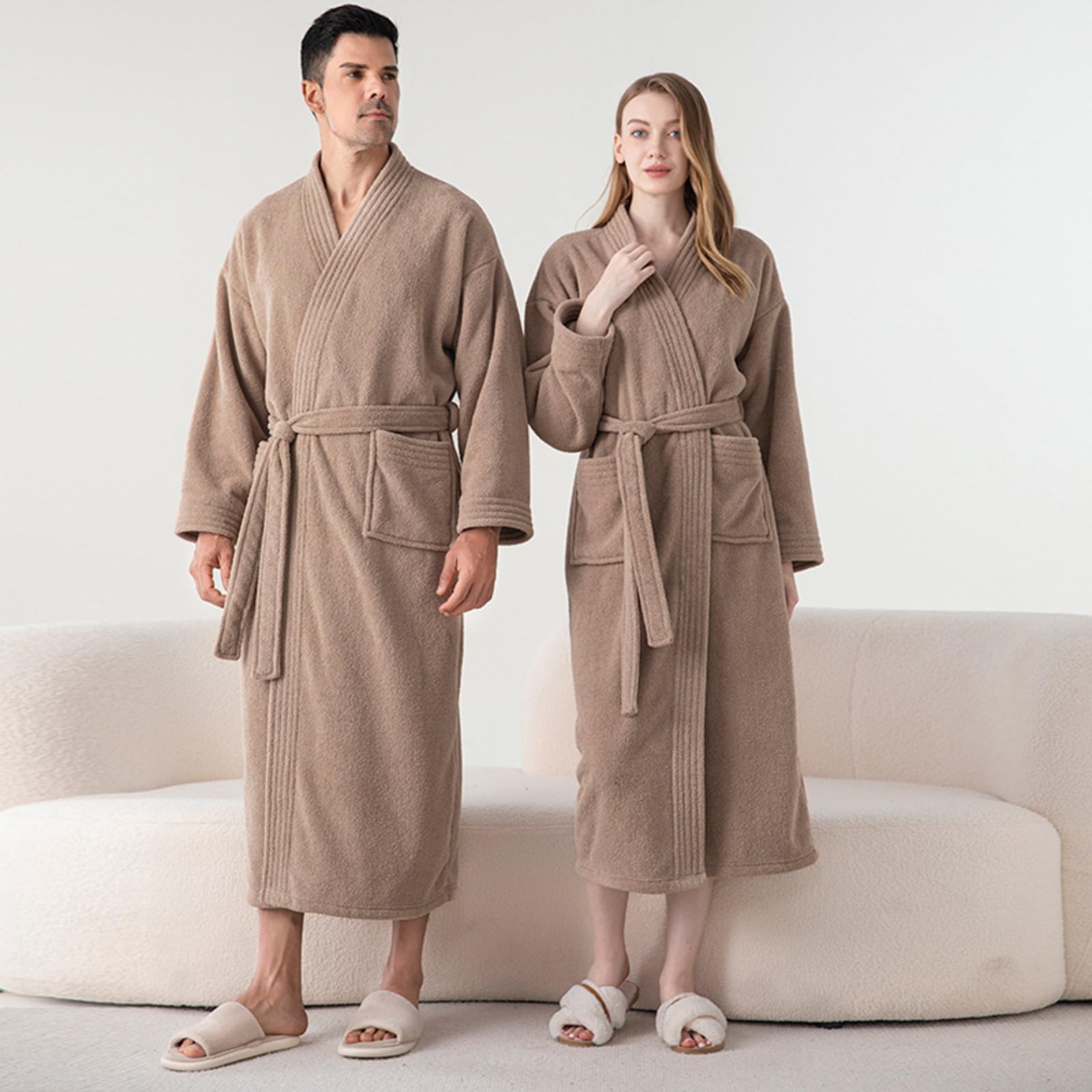 Générique Pyjama pour Hommes-Peignoir d'hiver en Flanelle épaisse pour Homme Nouveau modèle Long avec Doublure Fourrure Confortable Maison