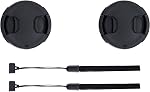 2-Pack 58mm Front Lens Cap Cover with Keeper for 58mm DSLR Mirrorless Lens | for Canon EOS Rebel T7 T6 T5 T100 4000D 2000D SL3 SL2 SL1 T8i T7i T6s T6i T5i T4i T3i T2i with EF-S 18-55mm Kit Lens & More