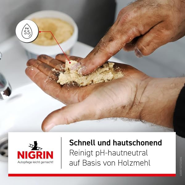 NIGRIN Handwaschpaste 500ml, reinigt hautschonend, entfernt hartnäckige Verschmutzungen, 1 Stück - 4