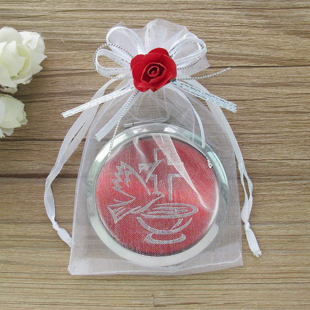 12 PCS Red Compact Mirror with Dove Design - Confirmation Favors/Religious Event/Purse Makeup Mirrors in Decorated Gift Bags (red-1)