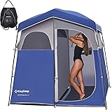 KingCamp Shower Tent, Portable Privacy Tent Outdoor Camping 1/2 Room Toilet Tents with Shower Bag & Dressing Room for Beach, Camping & Hiking 2 ROOM-BLUE/GREY 2 Room