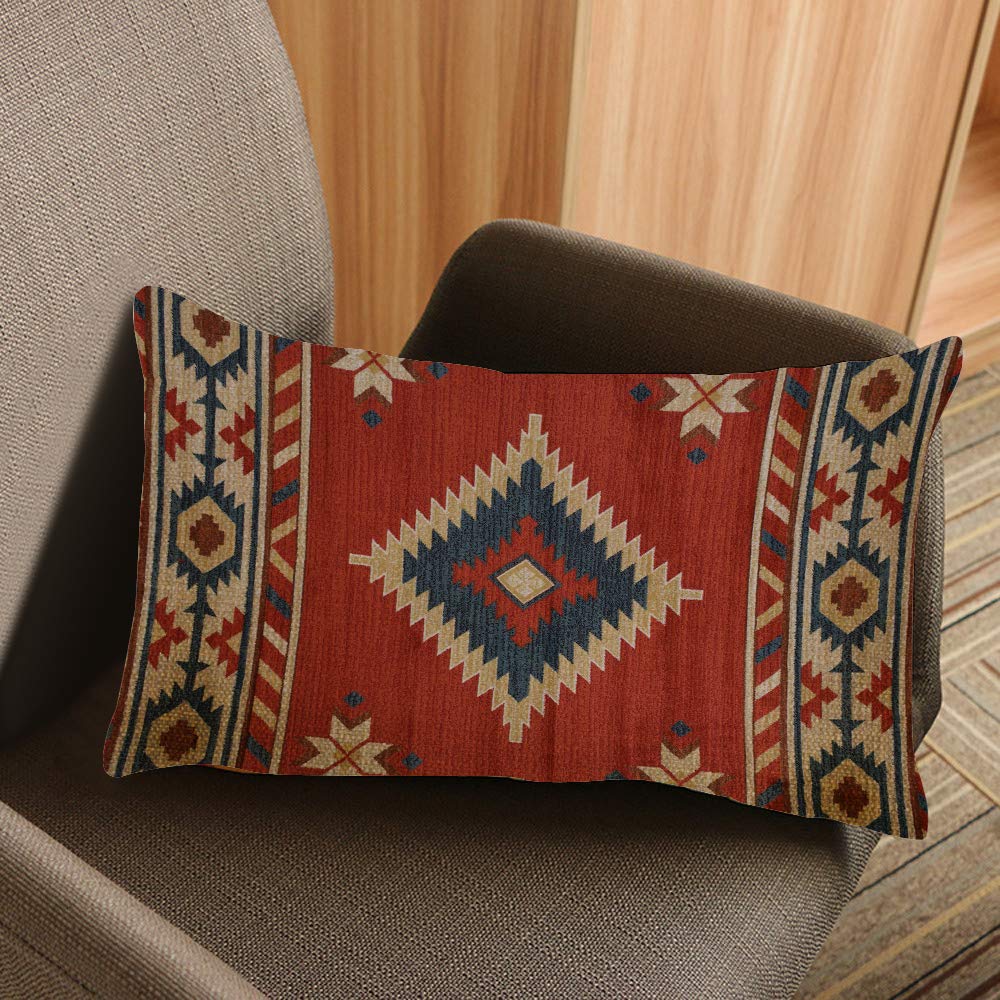 Nicokee Throw Pillow Cover Southwest Native American Chevron Style Decorative Pillow Case Home Decor 20x12 Inches Pillowcase