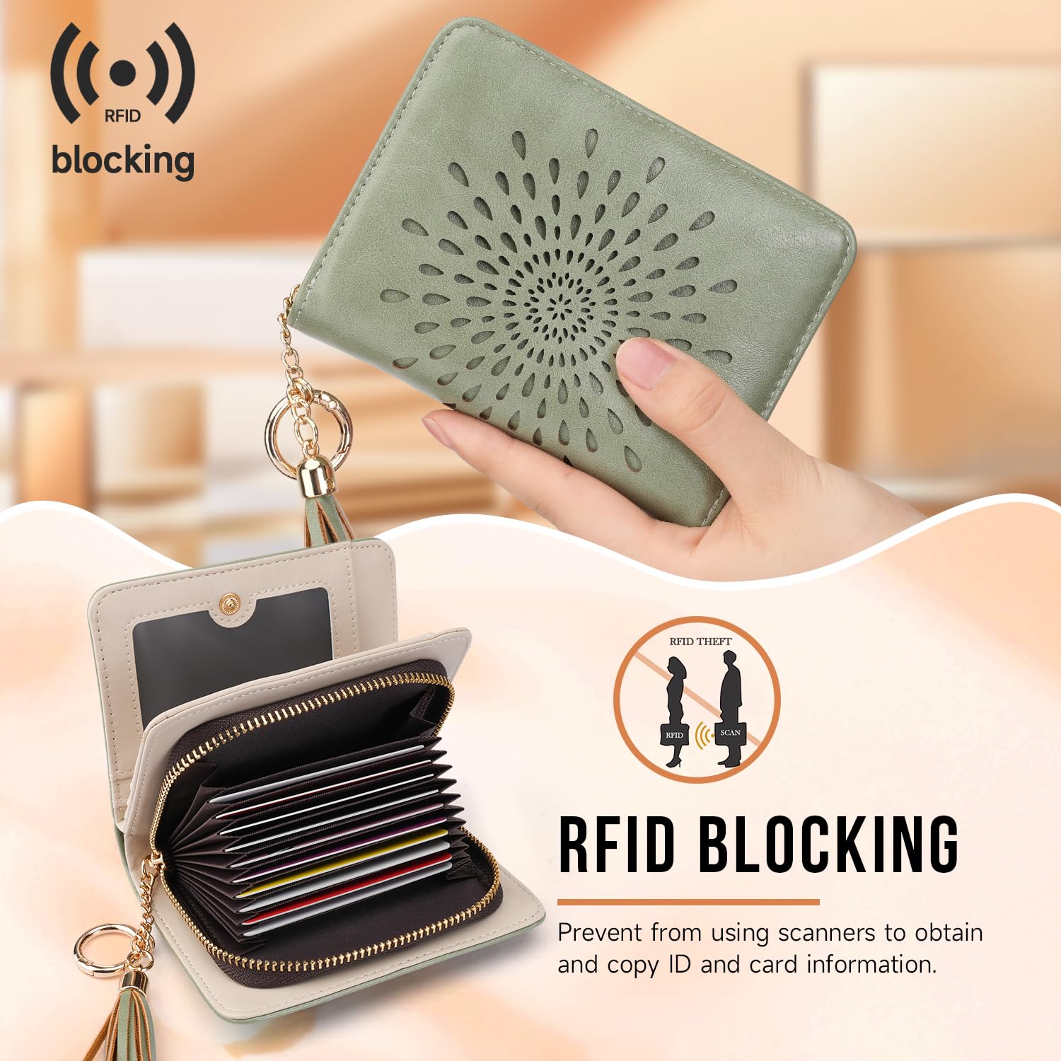 APHISON RFID Small Wallets for Women Ultra PU leather Card Holder Bifold Womens Ladies Wallet Zipper Coin Pocket