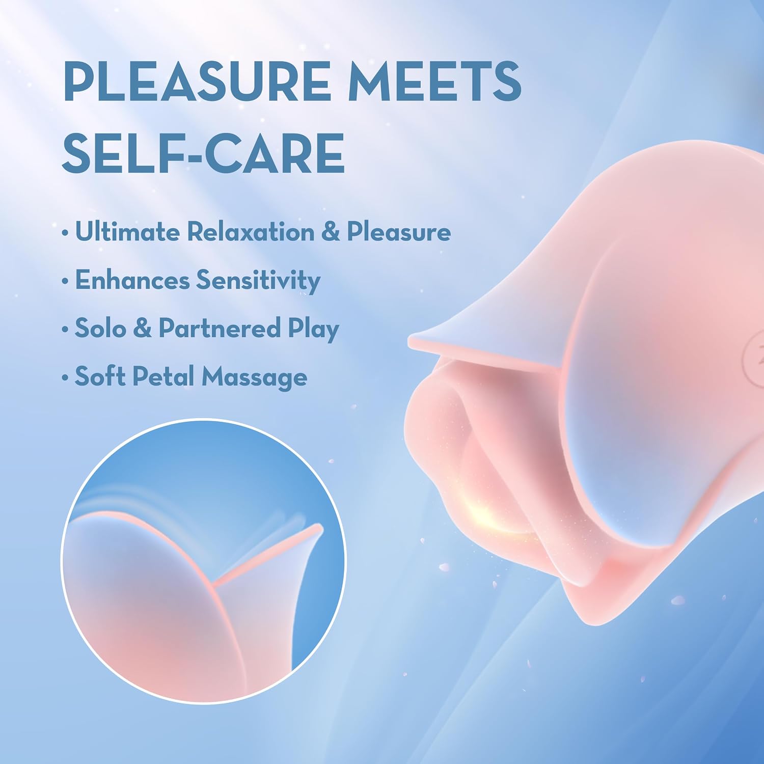Blush Pink Kissing Rose 2.75" Silicone Floral Vibrator ~ 3 Speed 7 Patterns ~ Vaginal Clitoral Nipple Sensual Pleasure Ultrasilk Stimulator ~ USB Charge, Waterproof~ Women Couples Luxury Adult Sex Toy