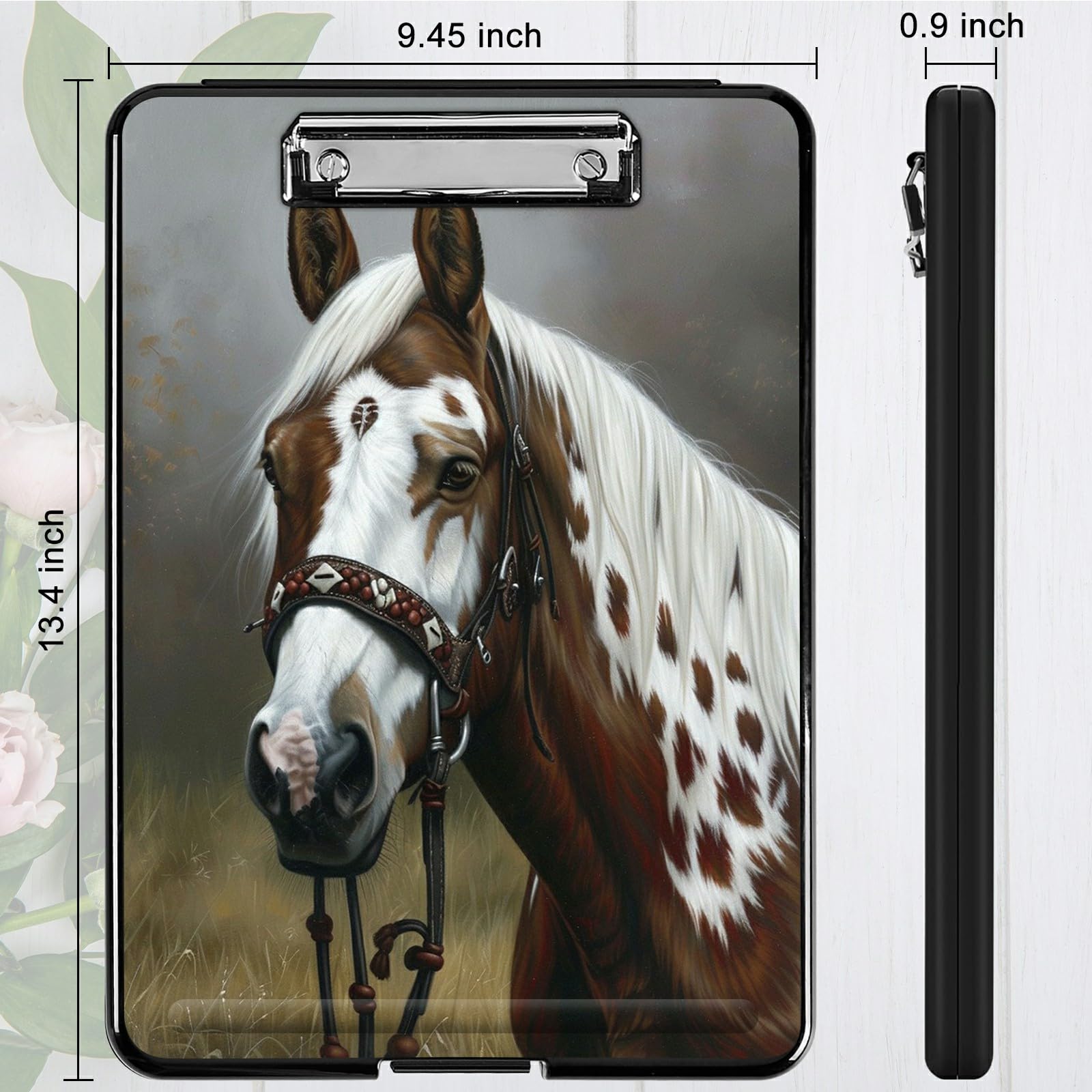 RWUTYTIUL Horse A4 Clipboard with Storage Pen Holder, Clipboards Organizer Nursing Clipboard Foldable File Folder Plastic Clipboard Folio Clip Board for Office Students Classroom Doctor - Image 4
